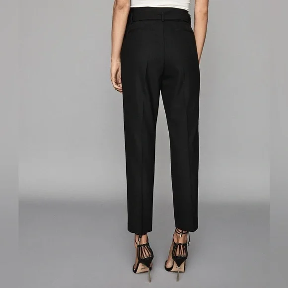 Reiss “Blythe” Wool-Blend Black Tapered Trousers Belt Women’s Size 4 carrier - Picture 2 of 10